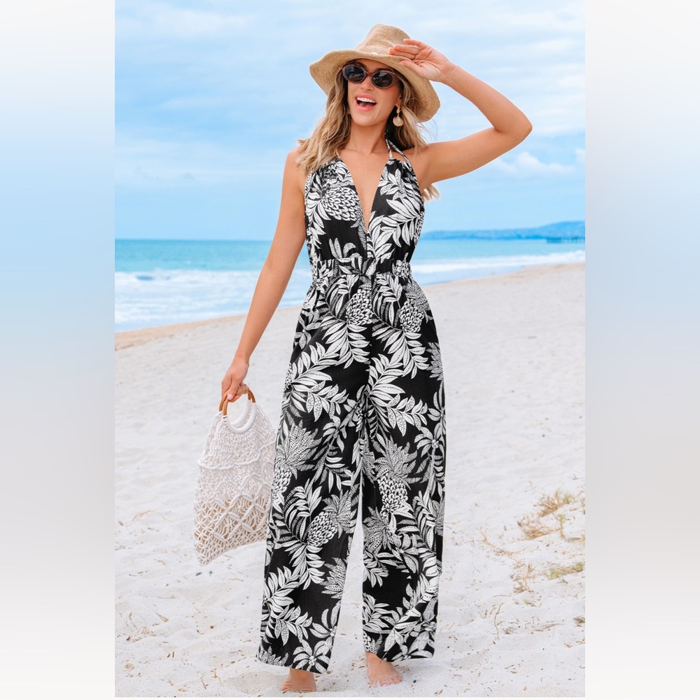 Tropical Print Jumpsuit